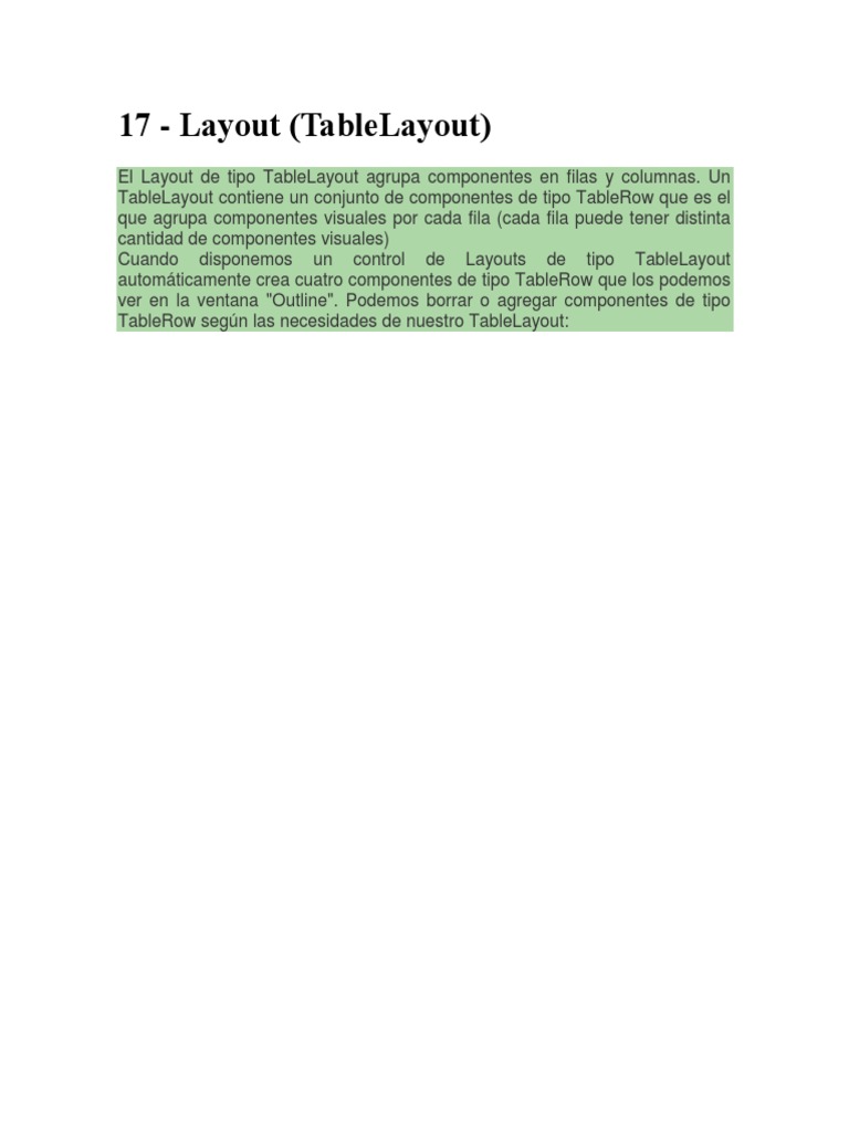 Layouts en Android: Table, Relative, Frame | PDF | Ventana (informática ...