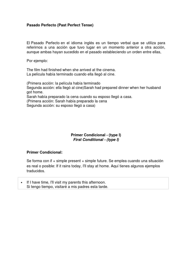 Uso del Pasado Perfecto en Inglés | PDF