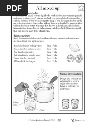 All Mixed Up Worksheet | PDF | Solubility | Solution