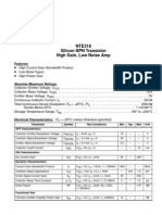 NTE316 Silicon NPN Transistor High Gain, Low Noise Amp: Features