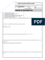 Atividade 3 Ano - Ensino Médio - Primeiro Bimestre - Eq. Da Reta