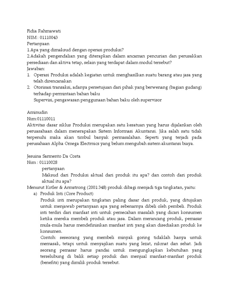 Diskusi Siklus Produksi