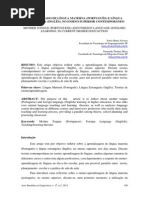 O APRENDIZADO DE LÍNGUA MATERNA (PORTUGUÊS) E LÍNGUA