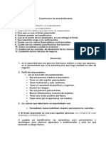 Emprendimiento: cuestionario guía con 17 puntos clave