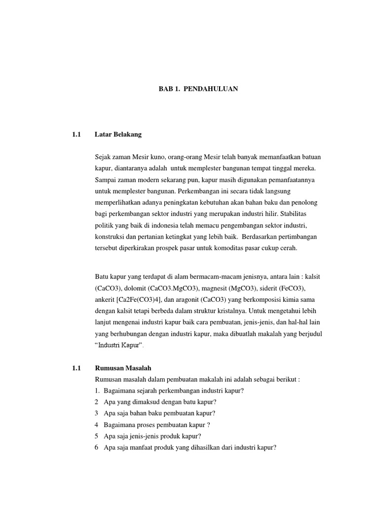 Makalah Pembuatan Batu Kapur Makalah Pembuatan Batu Kapur
