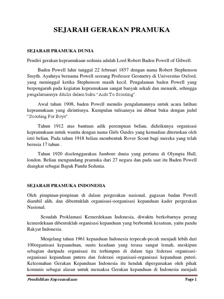 Makalah Sejarah Gerakan Pramuka Di Indonesia Dan Dunia