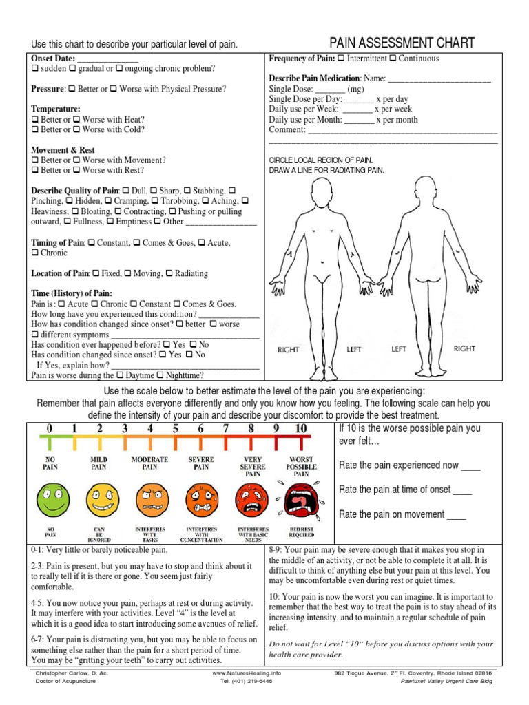 Pain Assessment Form | PDF | Pain | Symptoms And Signs