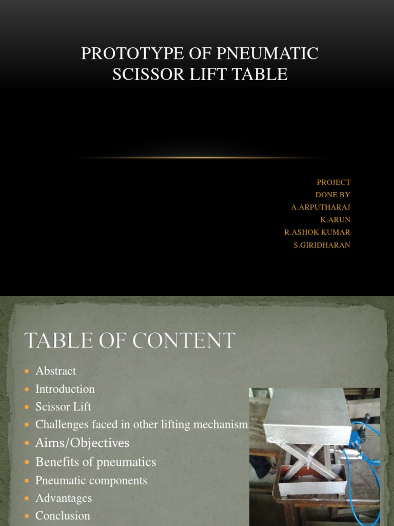 Pneumatic Scissor Lift Table Design | PDF | Elevator | Machines