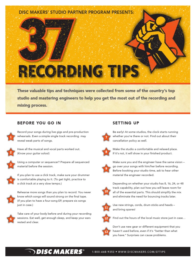 37 Recording Tips | PDF | Audio Engineer | Compact Disc