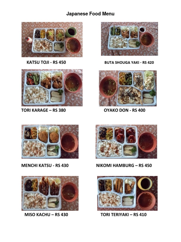 Japanese Food Menu | PDF | Cooking, Food & Wine