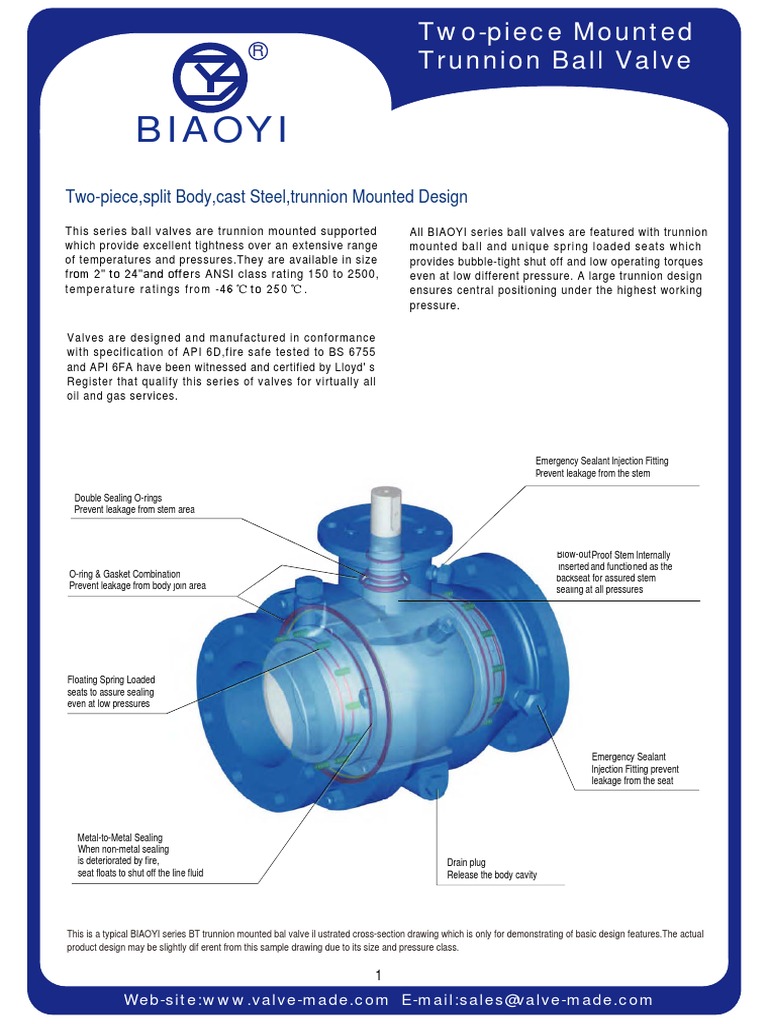 TwoPiece Mounted Trunnion Ball Valve PDF Valve Mechanical