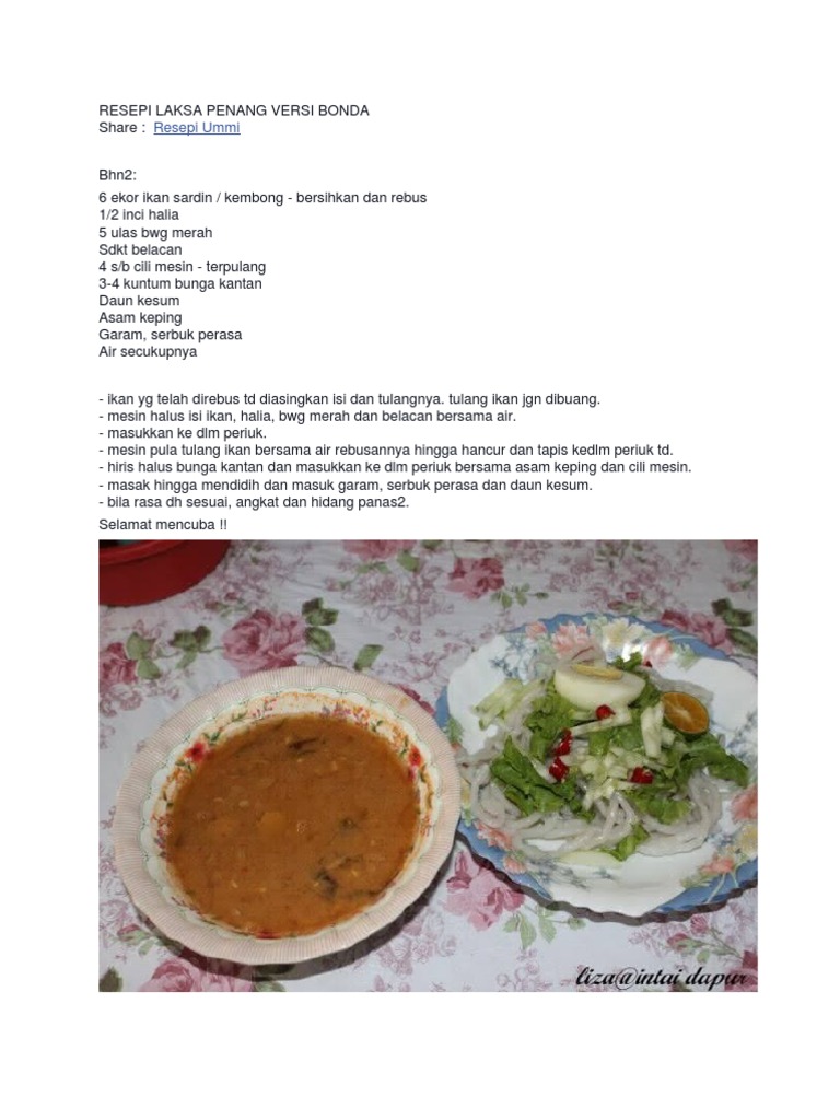 Resepi Laksa Penang Versi Bonda Pdf