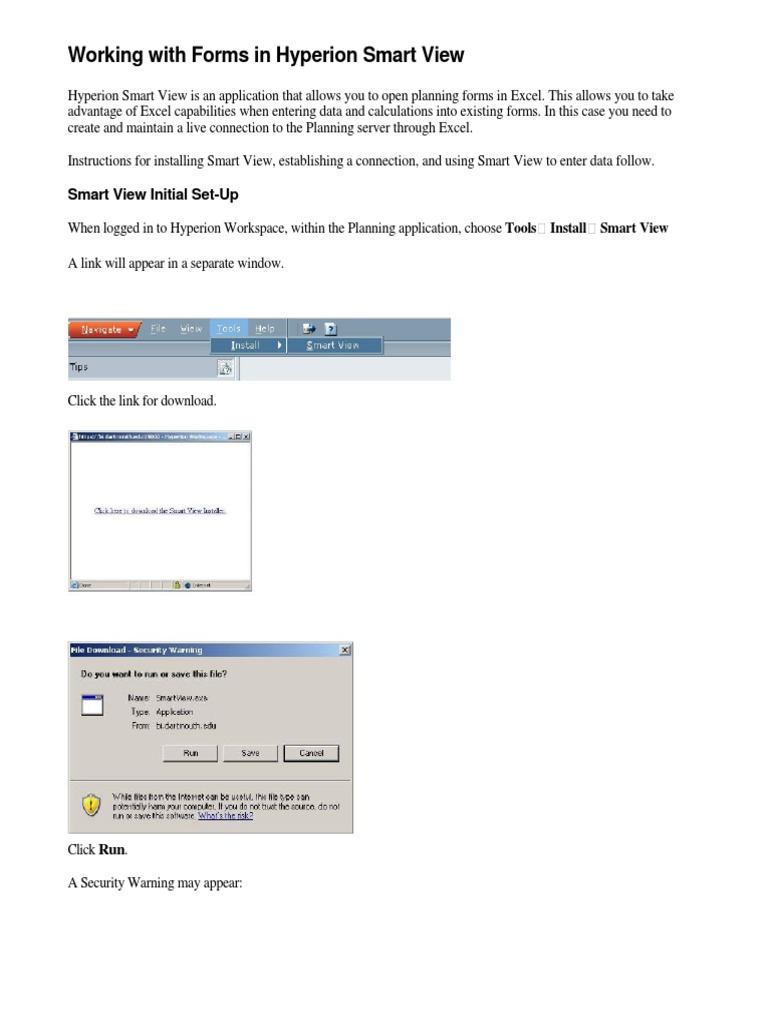 Using Hyperion Smart View with Excel | PDF | Microsoft Office ...