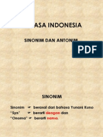 Sinonim dan Antonim di Bahasa Indonesia