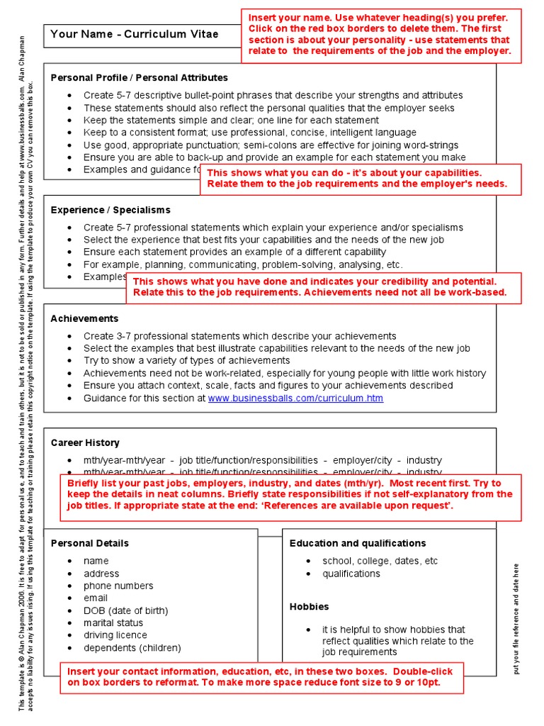 Free CV Sample Template | PDF