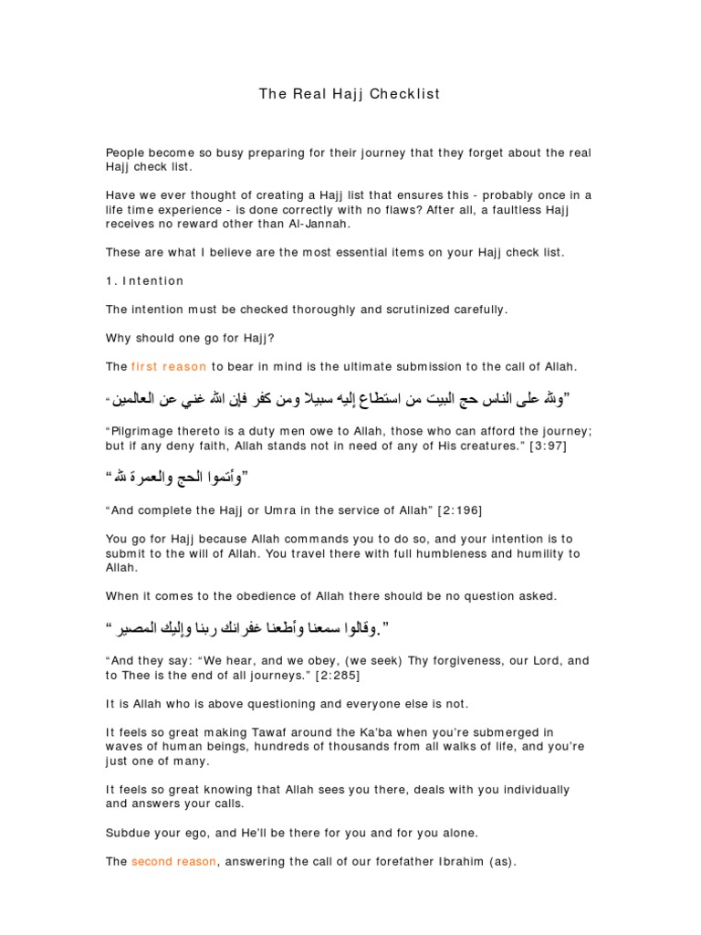 Hajj Check List | PDF | Hajj | Mecca