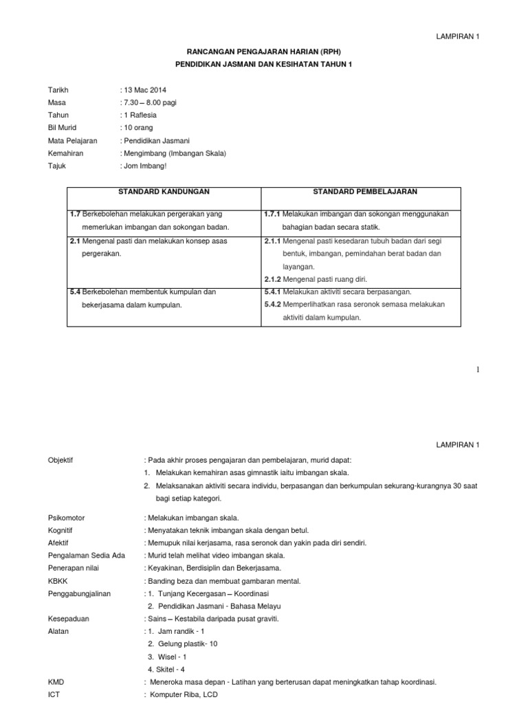 Rancangan Pengajaran Harian Gimnastik Pdf
