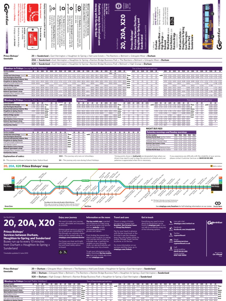 20, 20A, X20 Bus Timetable Guide | PDF | Public Transport | Public Services