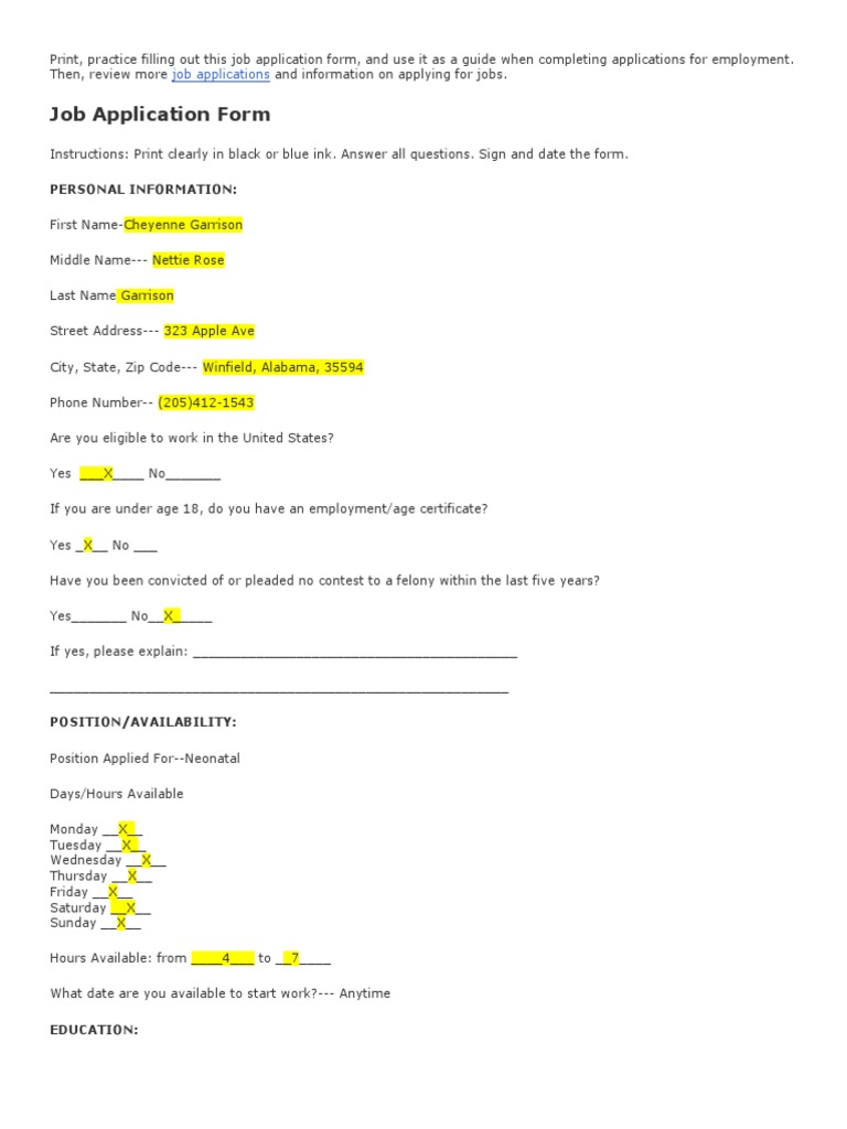 Job Application Form Template | PDF | Employment | Labour