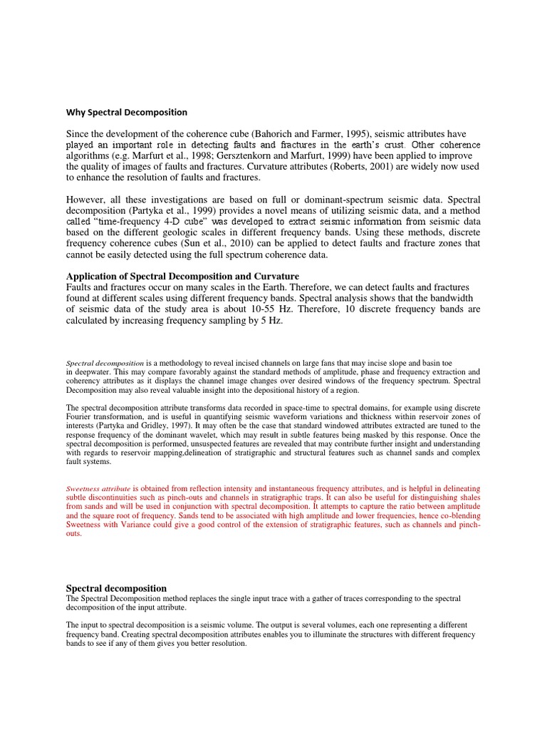Spectral Decomposition in Seismic Analysis | PDF | Wavelet | Spectral ...