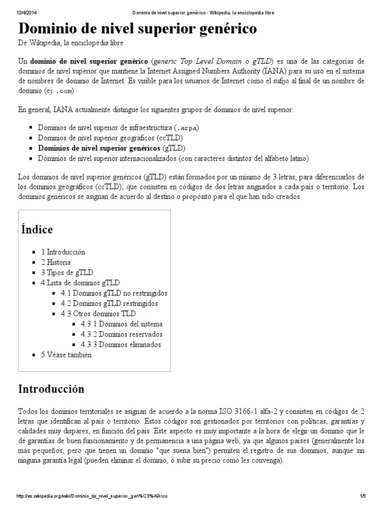 Dominio de Nivel Superior Genérico - Wikipedia, La ...