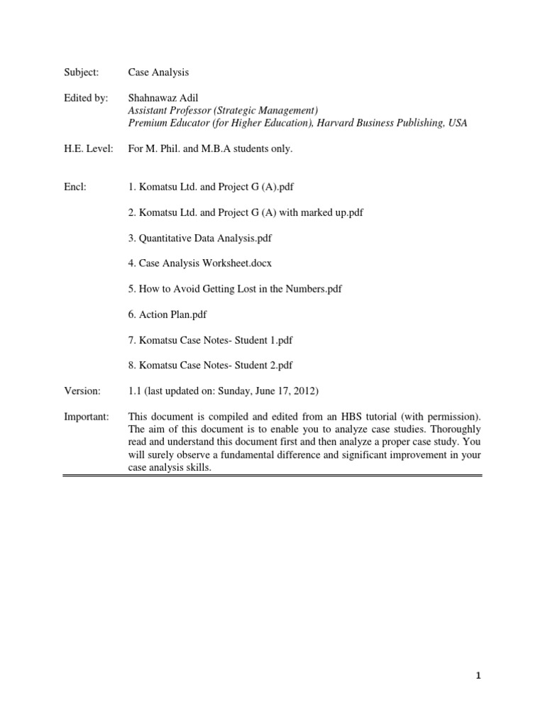 Case Coach (HBS) PDF Strategic Management Competence (Human