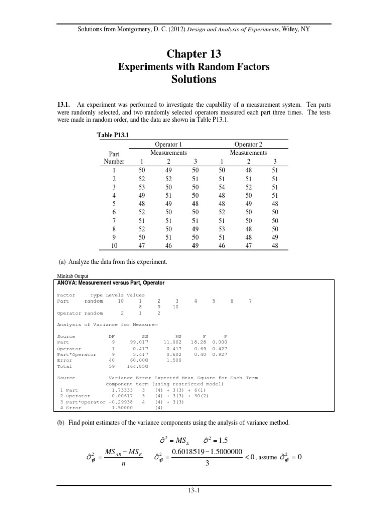 Random Factor Experiments Analysis | PDF | Vector Autoregression ...