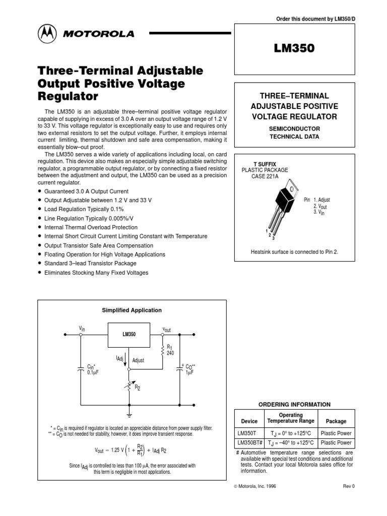 LM350 Datasheet | PDF | Capacitor | Power Supply