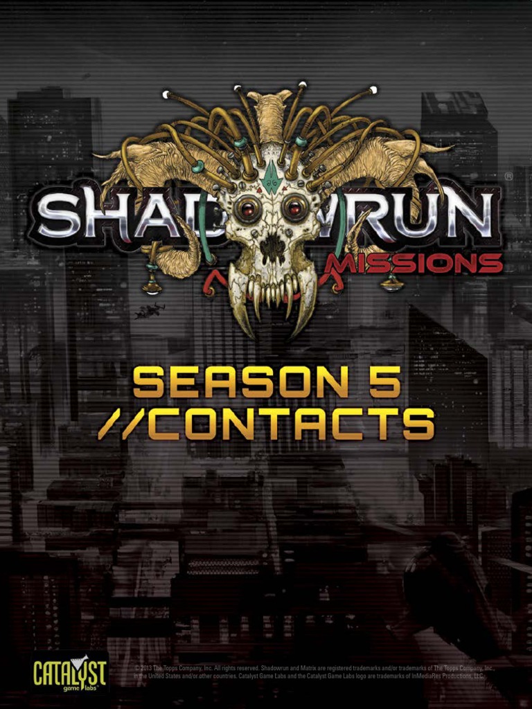 Shadowrun 5th Edition Contacts Magic (Illusion)