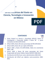 Series Históricas Del Gasto en Ciencia, Tecnología e Innovación en México