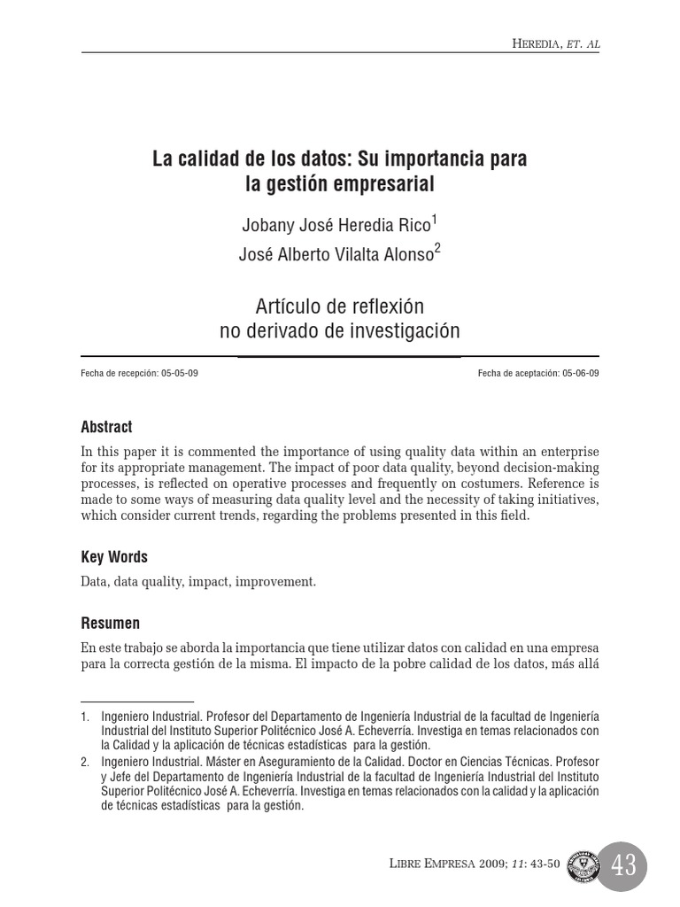 Importancia de la Calidad de Datos Empresariales | PDF