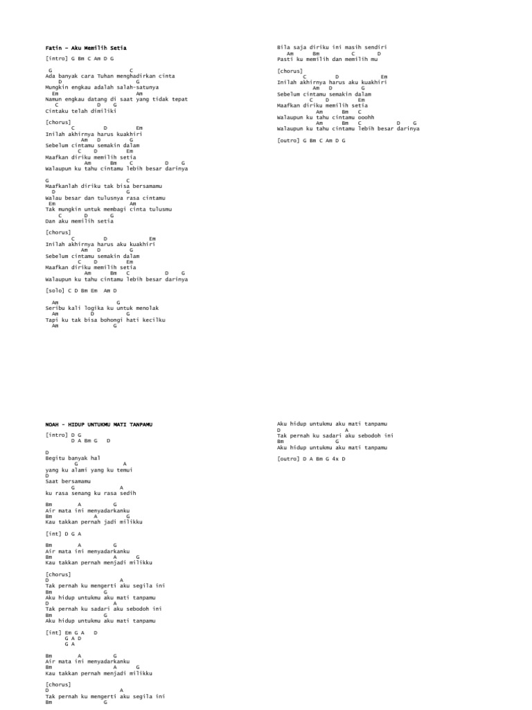 Aku Memilih Setia Chord Original Zafrina