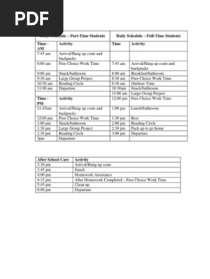 daily schedule