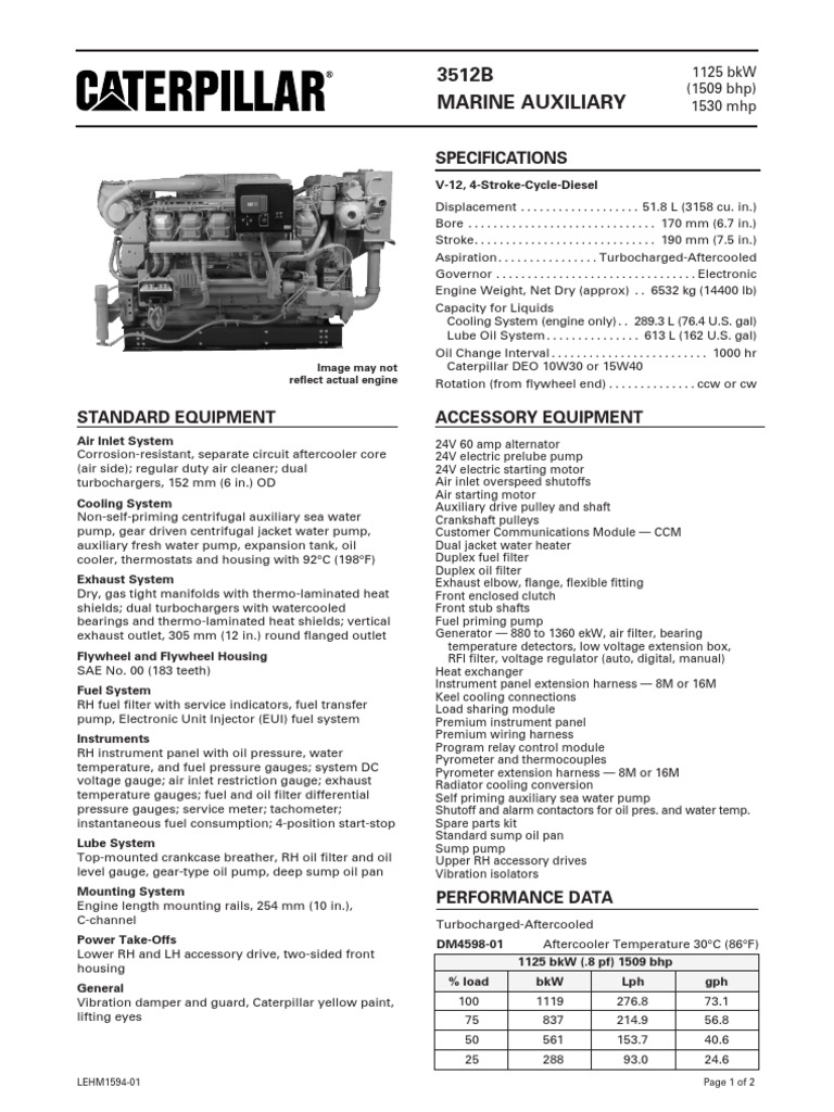 Specifications: 3512B Marine Auxiliary | PDF | Turbocharger | Pump