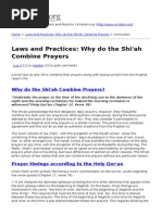 Laws and Practices- Why Do the Shiah Combine Prayers