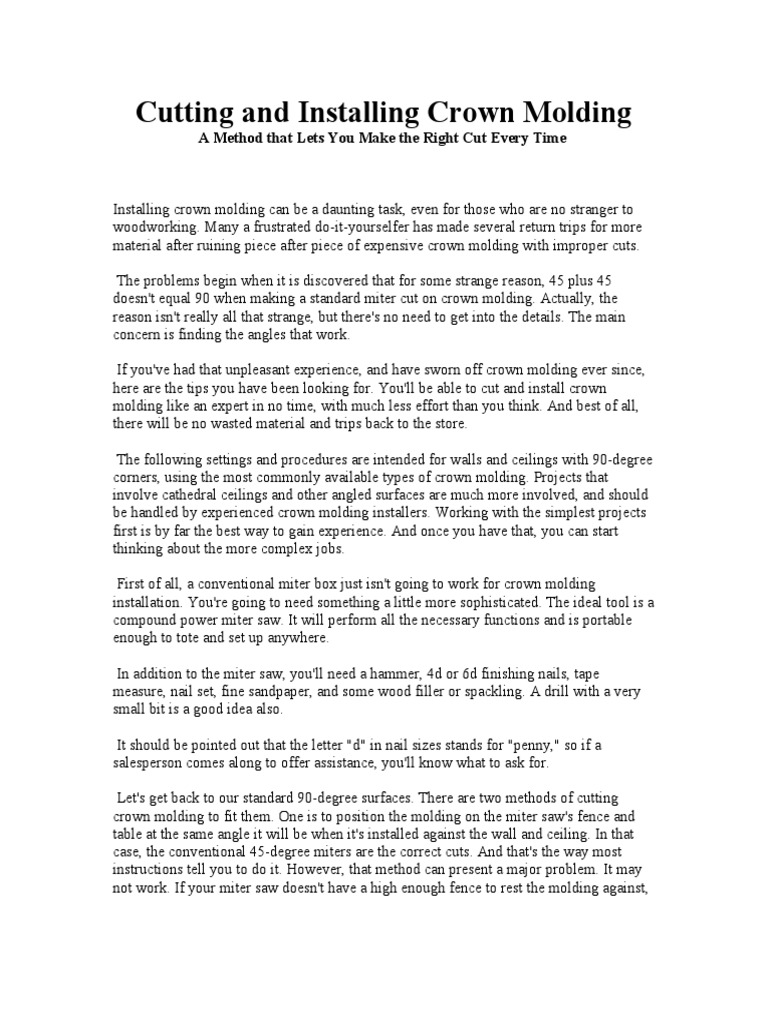 Cutting And Installing Crown Molding A Method That Lets You
