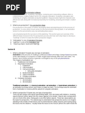 Question Paper for Animation