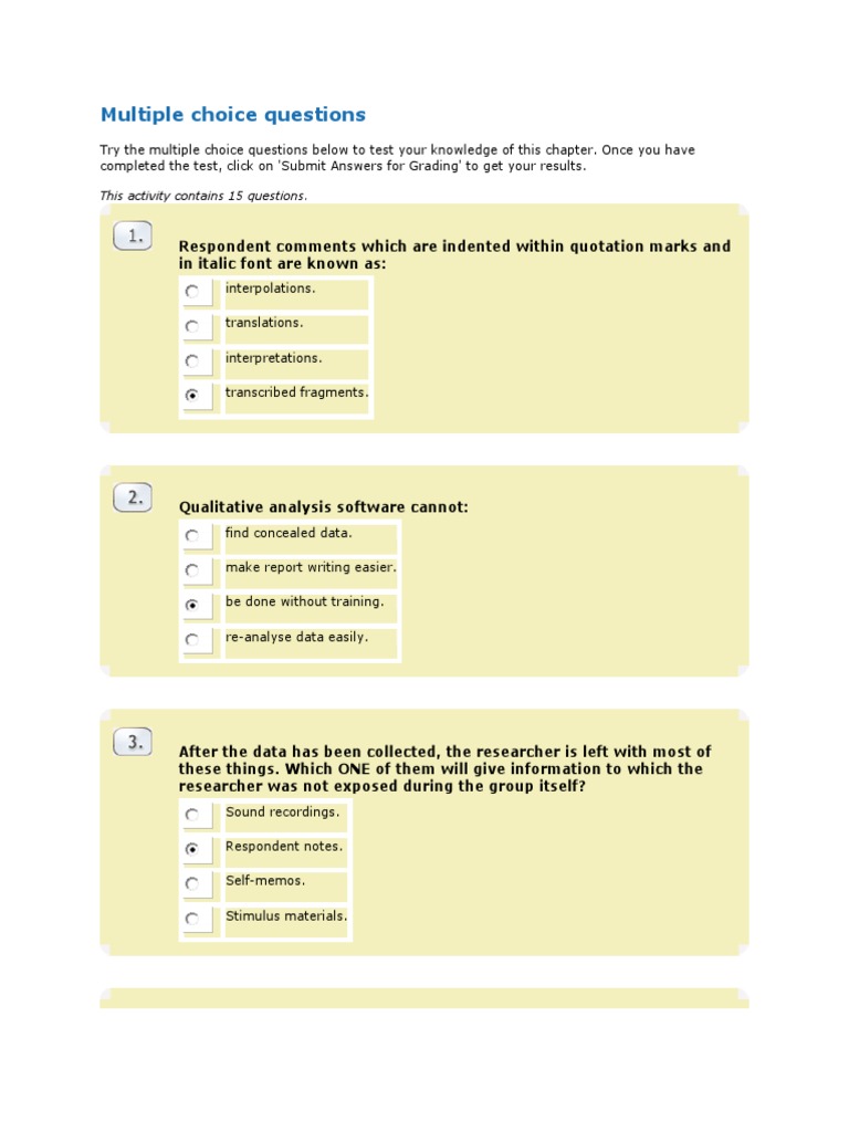 data presentation multiple choice questions