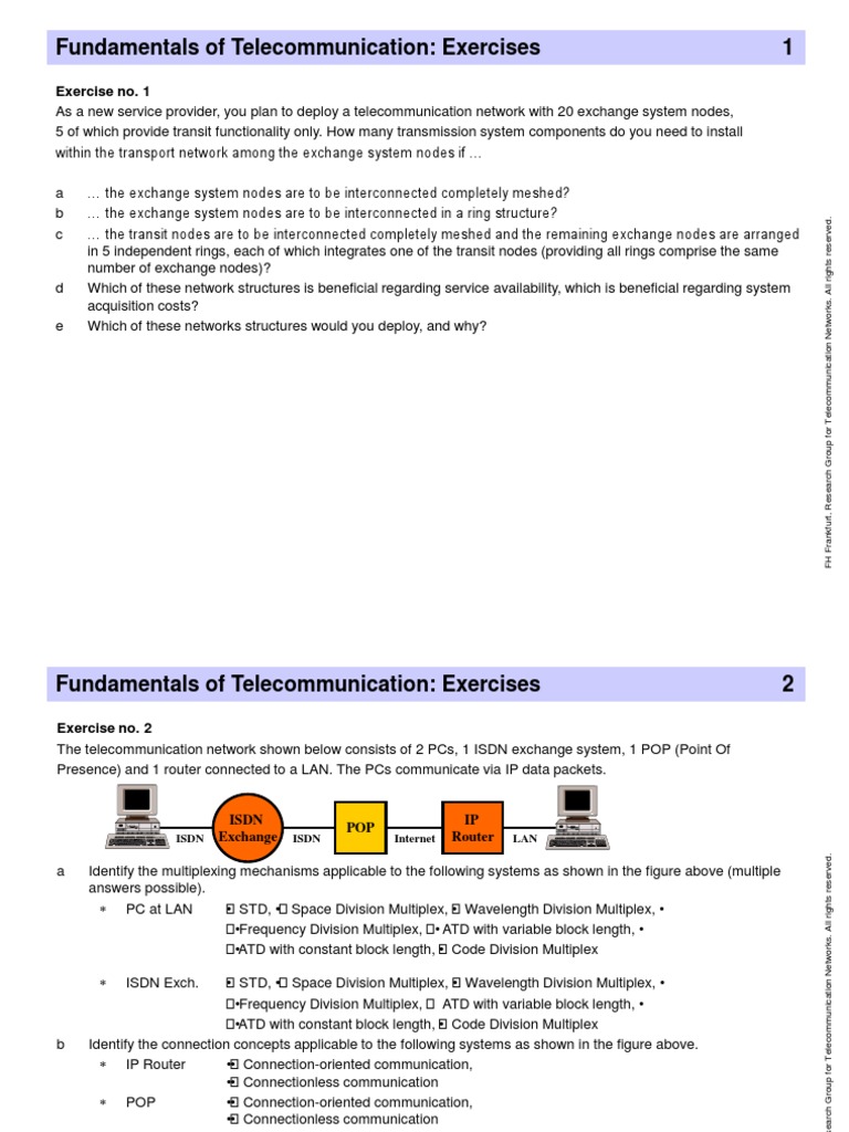 Telecommunication Network Exercises | PDF | Internet Protocols ...
