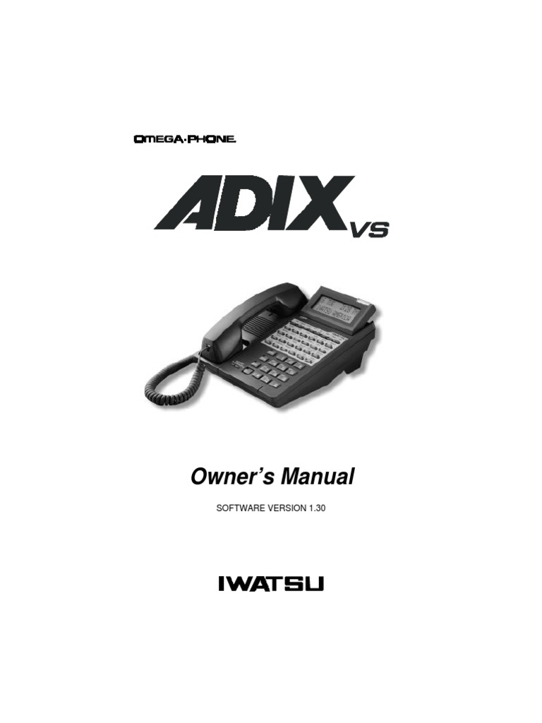 Iwatsu Adix vs R1.3 Owners Manual | Telephone | Federal Communications  Commission