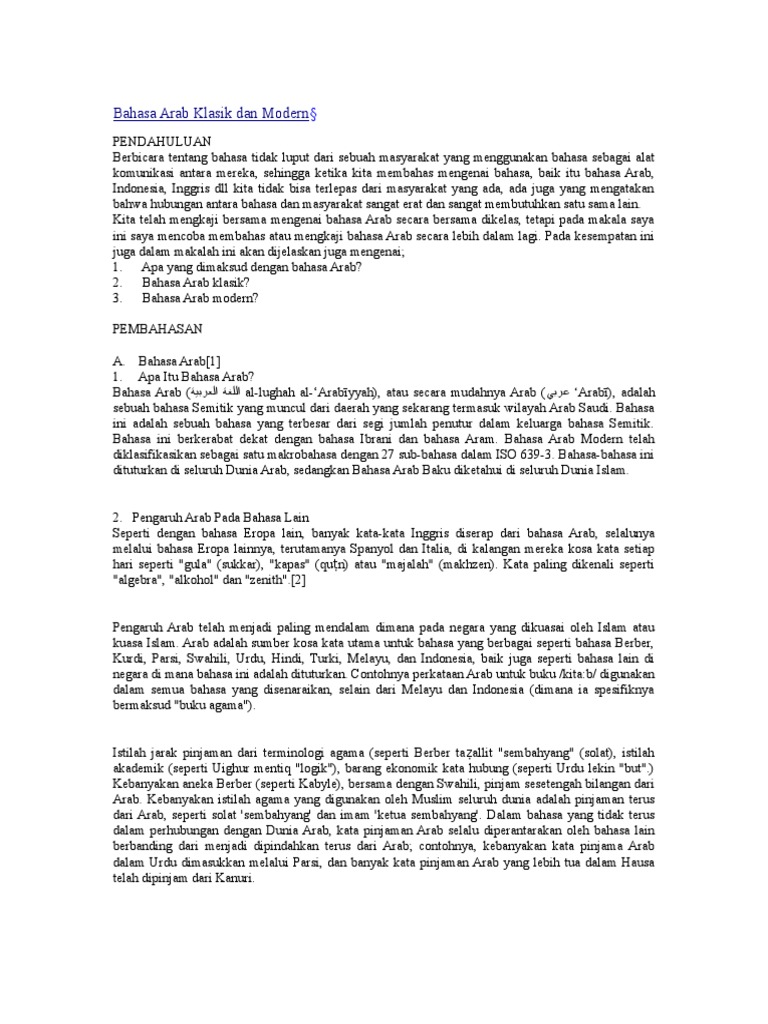 Bahasa Arab Klasik Dan Modern Pdf
