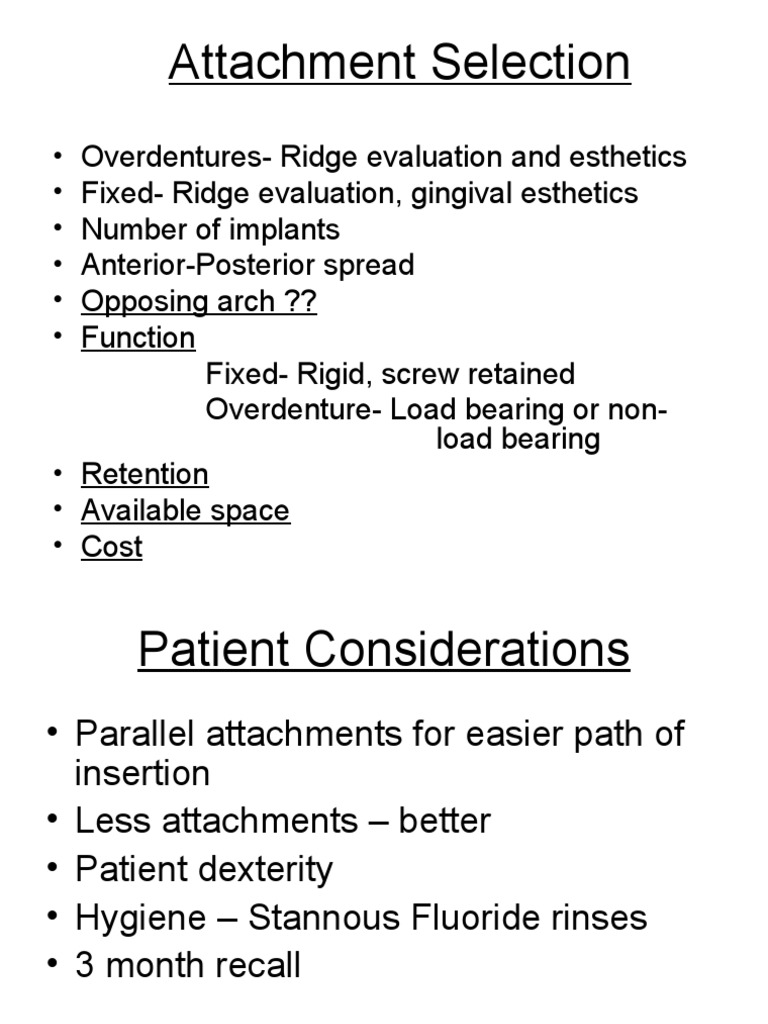Overdentures and ImplantsHandout PDF Dental Implant Dentures