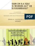 Symposium On R.A.10361 "Domestic Workers Act" or "Batas Kasambahay"