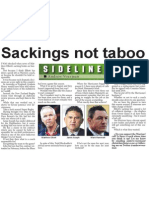 SIDELINED: Sackings Not Taboo (The Star, April 11, 2014)
