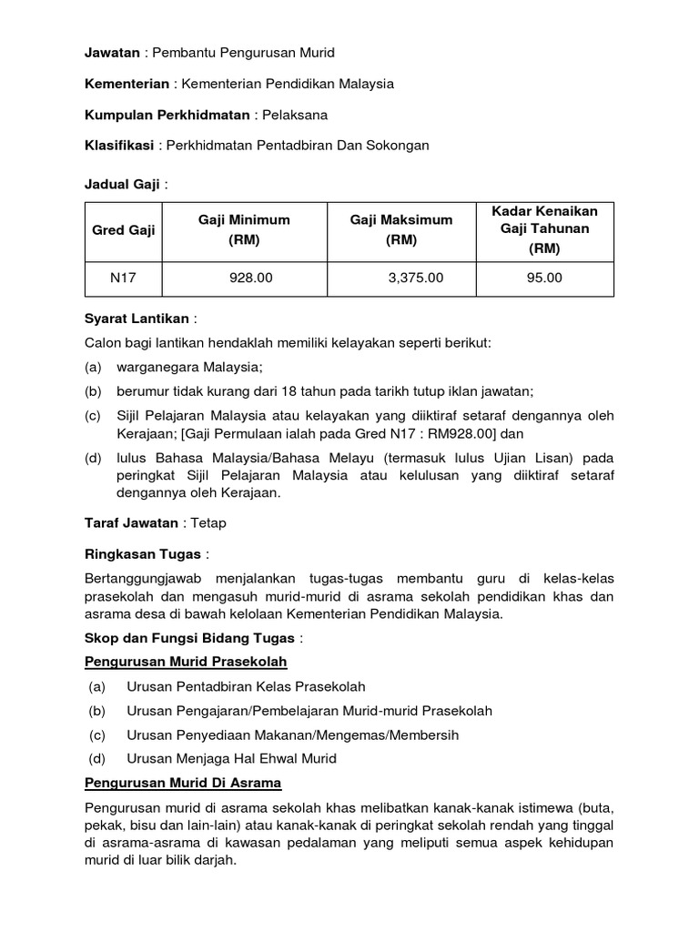 Pembantu Pengurusan Murid Pdf