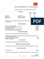 Tax Rates and Allowances - F6 (Taxation)