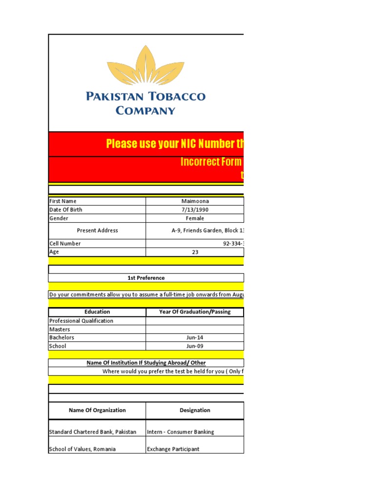 Please Use Your NIC Number That You Have Entered in The Form As The ...