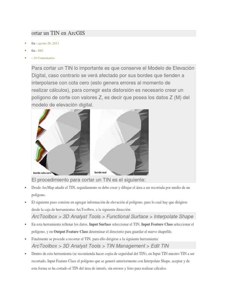Crear y Cortar Un TIN en ArcGIS PDF Arc Gis Informática