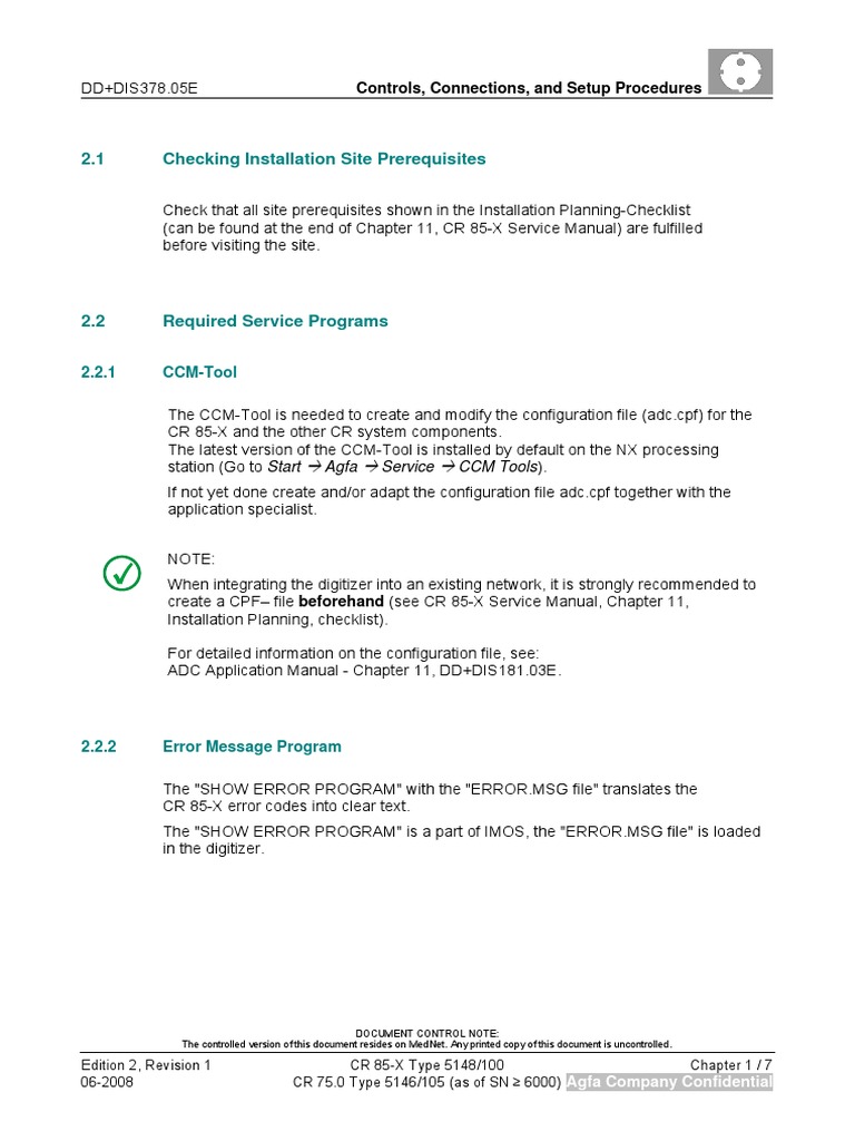 2.1 Checking Installation Site Prerequisites: 2.2.1 CCM-Tool | PDF