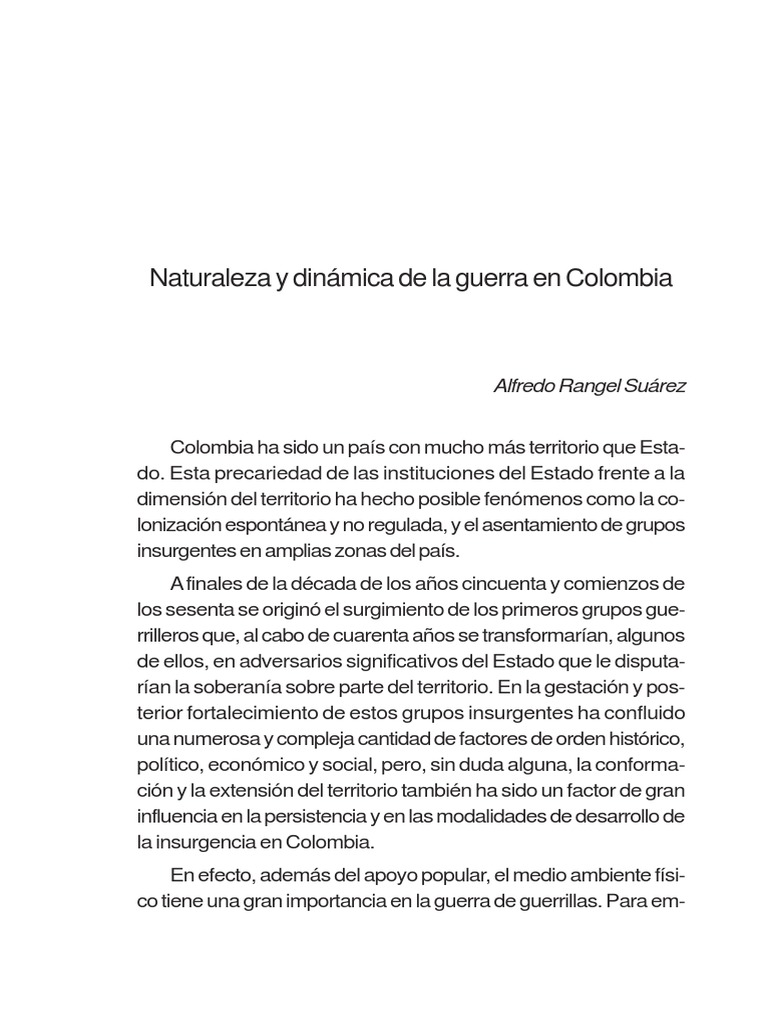 Dinámica de la Guerra en Colombia | PDF | Guerra de guerrillas | Farc